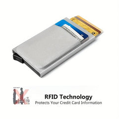 RFID Aluminum Wallet Elastic Back Pouch Credit Card Holder