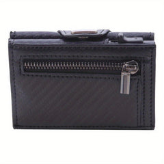 Men's Auto Pop-up Card Holder Money Clip Trifold Wallet