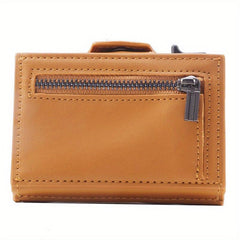 Men's Auto Pop-up Card Holder Money Clip Trifold Wallet
