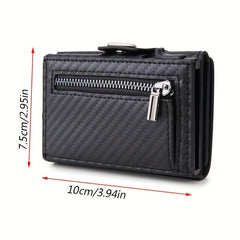 Men's Auto Pop-up Card Holder Money Clip Trifold Wallet