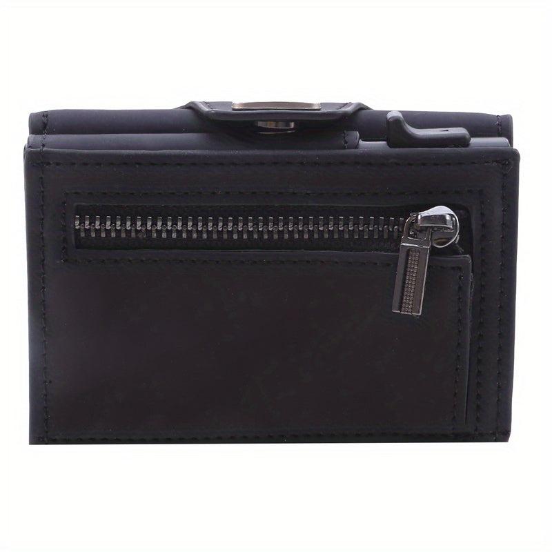 Men's Auto Pop-up Card Holder Money Clip Trifold Wallet