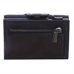 Men's Auto Pop-up Card Holder Money Clip Trifold Wallet