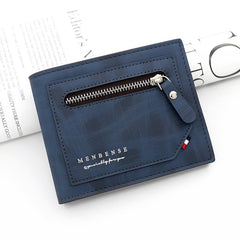 Men's Leather Short Wallet Money Clip Zipper Card Holder
