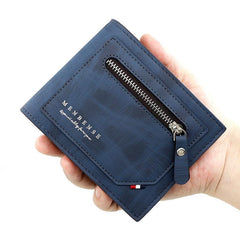Men's Leather Short Wallet Money Clip Zipper Card Holder