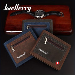 Men's Leather Short Wallet Money Clip Card Holder Purse