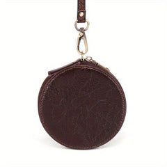 Vintage Round Coin Purse Leather Small Purse Top Layer Cowhide Wallets