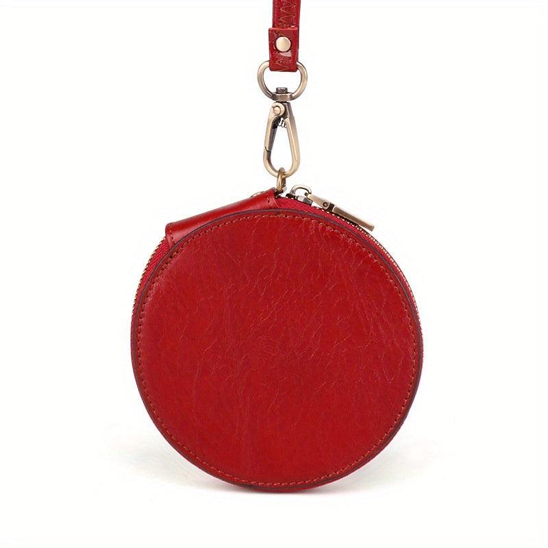 Vintage Round Coin Purse Leather Small Purse Top Layer Cowhide Wallets
