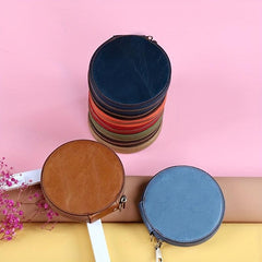 Vintage Round Coin Purse Leather Small Purse Top Layer Cowhide Wallets
