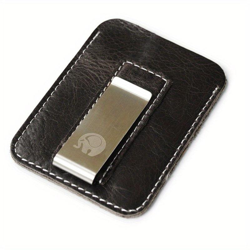 Men's Leather Wallet with Elephant Money Clip