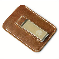 Men's Leather Wallet with Elephant Money Clip