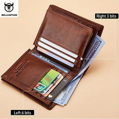 Men's Leather Wallet Large Capacity Driver's Card Bag