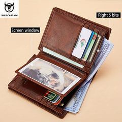 Men's Leather Wallet Large Capacity Driver's Card Bag