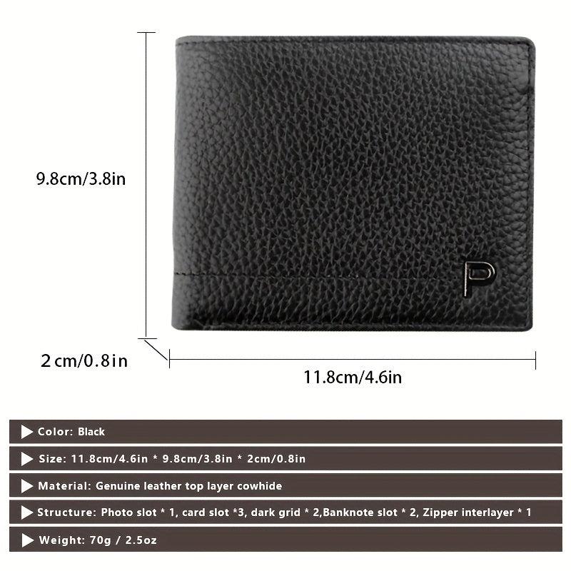 Men's Short Wallet Top Layer Cowhide Business Wallet