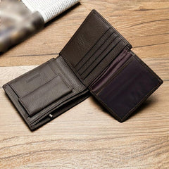 Men's Leather Short Wallet Card Holder Horizontal Wallet Coin Purse