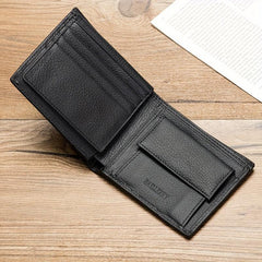 Men's Leather Short Wallet Card Holder Horizontal Wallet Coin Purse