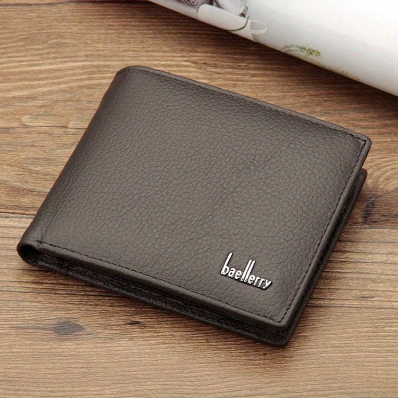 Men's Leather Short Wallet Card Holder Horizontal Wallet Coin Purse