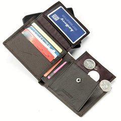 Men's Leather Short Wallet Card Holder Horizontal Wallet Coin Purse