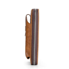 Men's Leather Zipper Handbag Bifold Wallet Clutch Bag Phone Bag