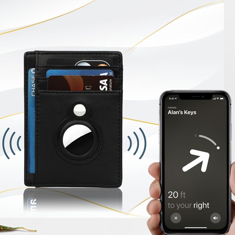 Slim Wallet with AirTag Holder for Front Pocket