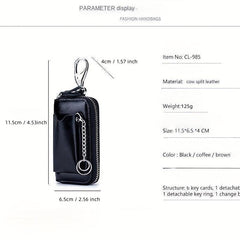 Leather Zipper Key Bag Car Key Holder Household Key Bag