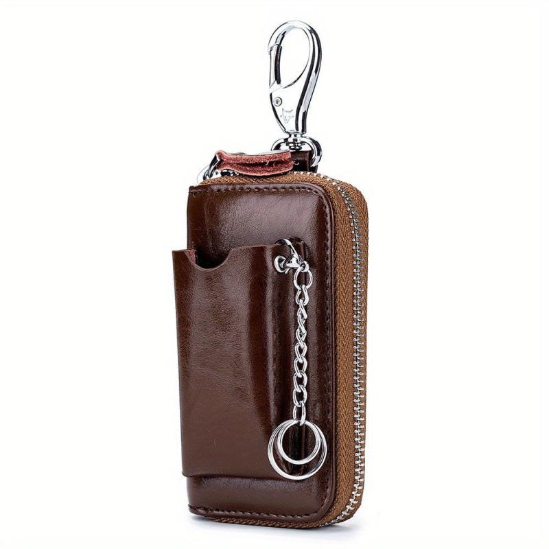 Leather Zipper Key Bag Car Key Holder Household Key Bag