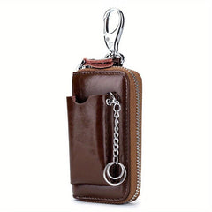 Leather Zipper Key Bag Car Key Holder Household Key Bag