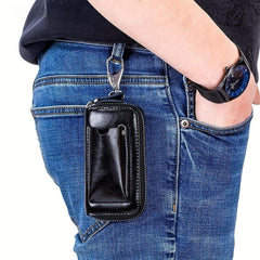 Leather Zipper Key Bag Car Key Holder Household Key Bag