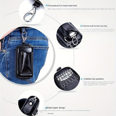 Leather Zipper Key Bag Car Key Holder Household Key Bag