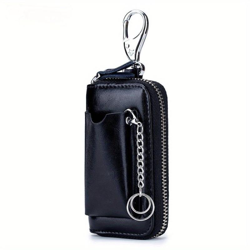 Leather Zipper Key Bag Car Key Holder Household Key Bag