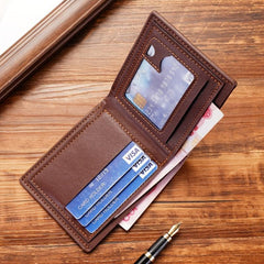 Men's PU Leather Short Wallet Casual Wallet Youth Ultra thin Three fold