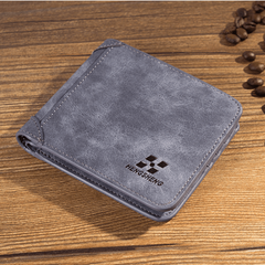 Men's Leather Short Wallet With Clear ID Window Credit Card Holder
