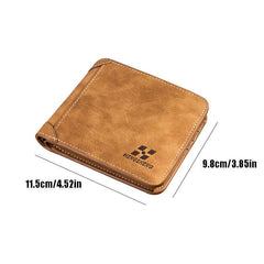 Men's Leather Short Wallet With Clear ID Window Credit Card Holder