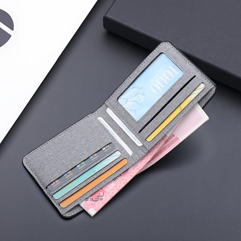 Canvas Men's Wallet Grey Card Holder ID Photo Bank Credit Compact Wallet