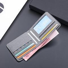 Canvas Men's Wallet Grey Card Holder ID Photo Bank Credit Compact Wallet