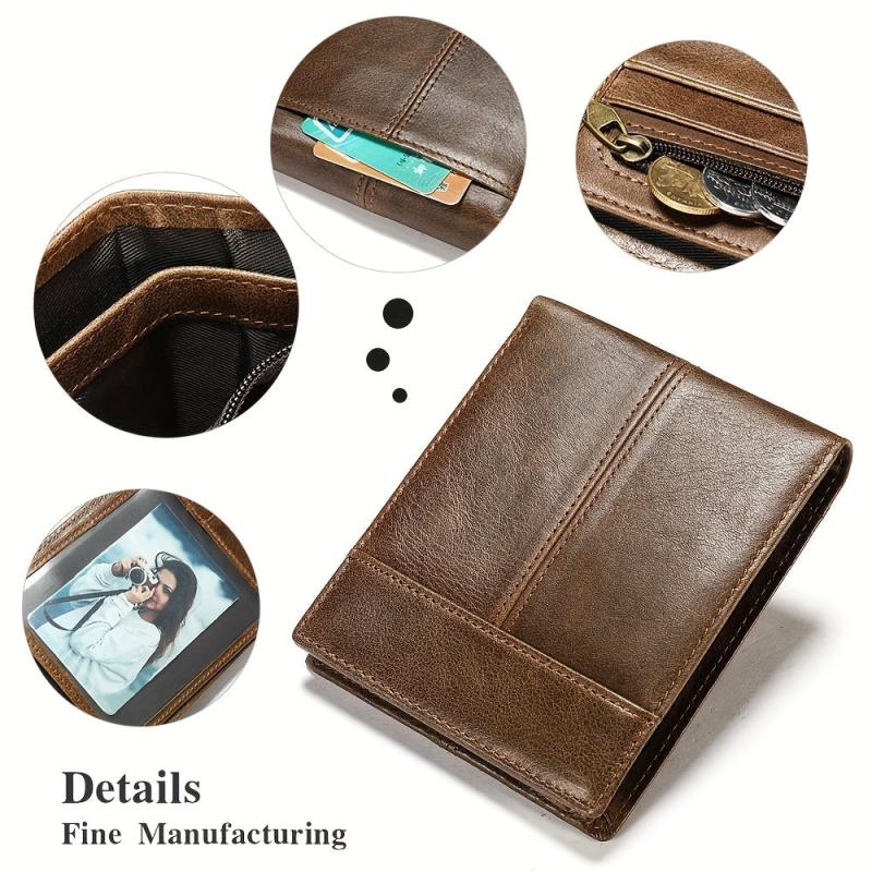 Men's Vintage Leather Wallet Rfid Blocking Bifold