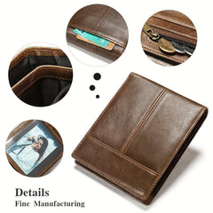 Men's Vintage Leather Wallet Rfid Blocking Bifold