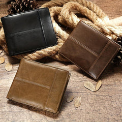 Men's Vintage Leather Wallet Rfid Blocking Bifold