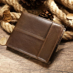 Men's Vintage Leather Wallet Rfid Blocking Bifold