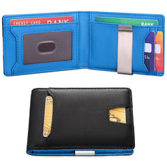 Men's Ultra thin Wallet Casual RFID Dollar Clip Leather Card Wallet