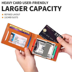 Men's Ultra thin Wallet Casual RFID Dollar Clip Leather Card Wallet
