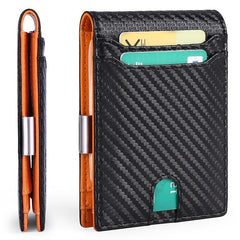 Men's Ultra thin Wallet Casual RFID Dollar Clip Leather Card Wallet