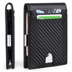 Men's Ultra thin Wallet Casual RFID Dollar Clip Leather Card Wallet