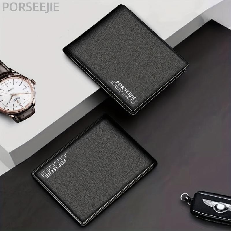 Men's Business Slim Wallet Card Slots PU Leather Wallet