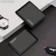 Men's Business Slim Wallet Card Slots PU Leather Wallet