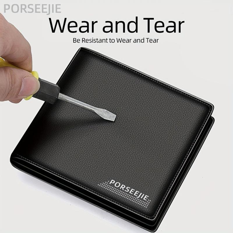 Men's Business Slim Wallet Card Slots PU Leather Wallet