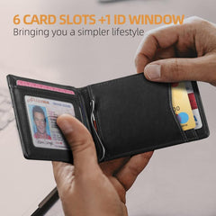 Men's Slim RFID Blocking Wallet Money Clip Bifold Leather Credit Card Holder