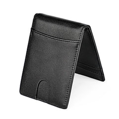 Men's Slim RFID Blocking Wallet Money Clip Bifold Leather Credit Card Holder