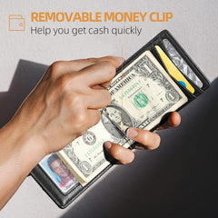 Men's Slim RFID Blocking Wallet Money Clip Bifold Leather Credit Card Holder