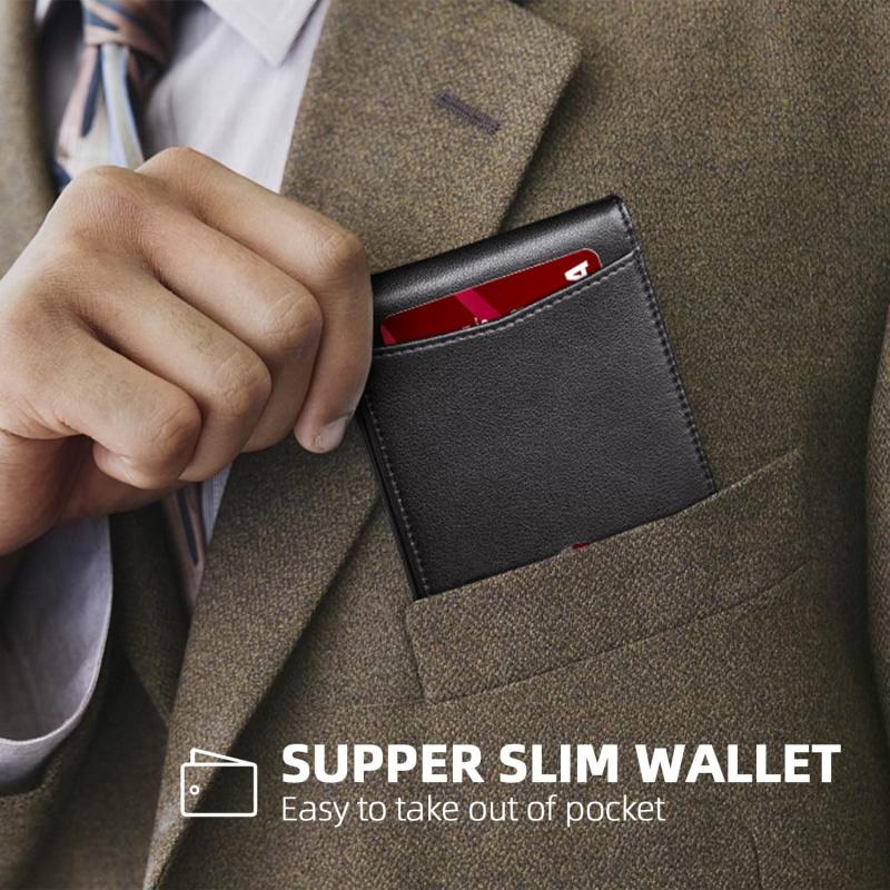 Men's Slim RFID Blocking Wallet Money Clip Bifold Leather Credit Card Holder