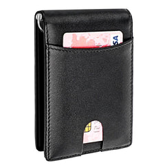 Men's Slim RFID Blocking Wallet Money Clip Bifold Leather Credit Card Holder